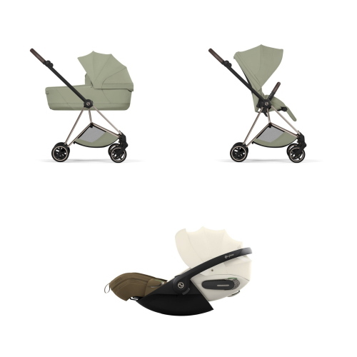 Trio Cybex Mios Champagne Gold Sage Green con  Cloud S Style Jade Green