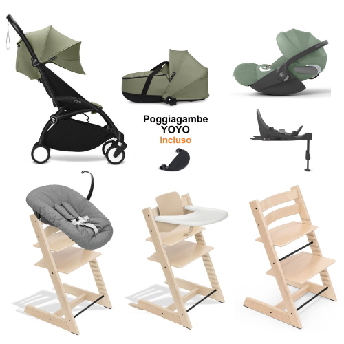 Kit Nascita neonato Trio Yoyo 3 con isofix e kit Tripp Trapp