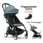Stokke Passeggino Yoyo 3 Black-Aqua con parapioggia e poggiagambe